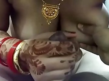 Newly married bhabi stroking hubby'_s cock