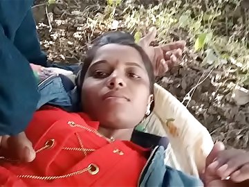 Indian girl outdoor with boyfriend boobs showing